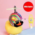 Small Yellow Bike Duck Bicycle Bell Luminous Airscrew Helmet Duck Ducky Bicycle Wind Motor Riding Cycling Lights Horn Rubber Duck Toy Car Ornaments Yellow Duck Car Dashboard Decorations Squeeze Duck Bicycle Horns With Propeller Helmet Stevvex