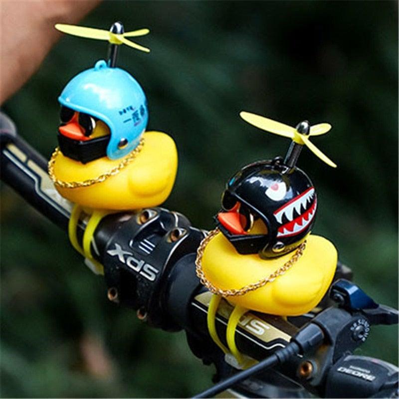 Small Yellow Bike Duck Bicycle Bell Luminous Airscrew Helmet Duck Ducky Bicycle Wind Motor Riding Cycling Lights Horn Rubber Duck Toy Car Ornaments Yellow Duck Car Dashboard Decorations Squeeze Duck Bicycle Horns With Propeller Helmet Stevvex