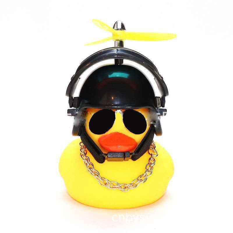 Small Yellow Bike Duck Bicycle Bell Luminous Airscrew Helmet Duck Ducky Bicycle Wind Motor Riding Cycling Lights Horn Rubber Duck Toy Car Ornaments Yellow Duck Car Dashboard Decorations Squeeze Duck Bicycle Horns With Propeller Helmet Stevvex