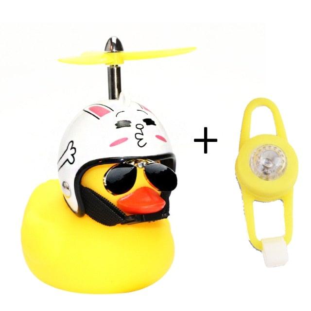 Small Yellow Bike Duck Bicycle Bell Luminous Airscrew Helmet Duck Ducky Bicycle Wind Motor Riding Cycling Lights Horn Rubber Duck Toy Car Ornaments Yellow Duck Car Dashboard Decorations Squeeze Duck Bicycle Horns With Propeller Helmet Stevvex
