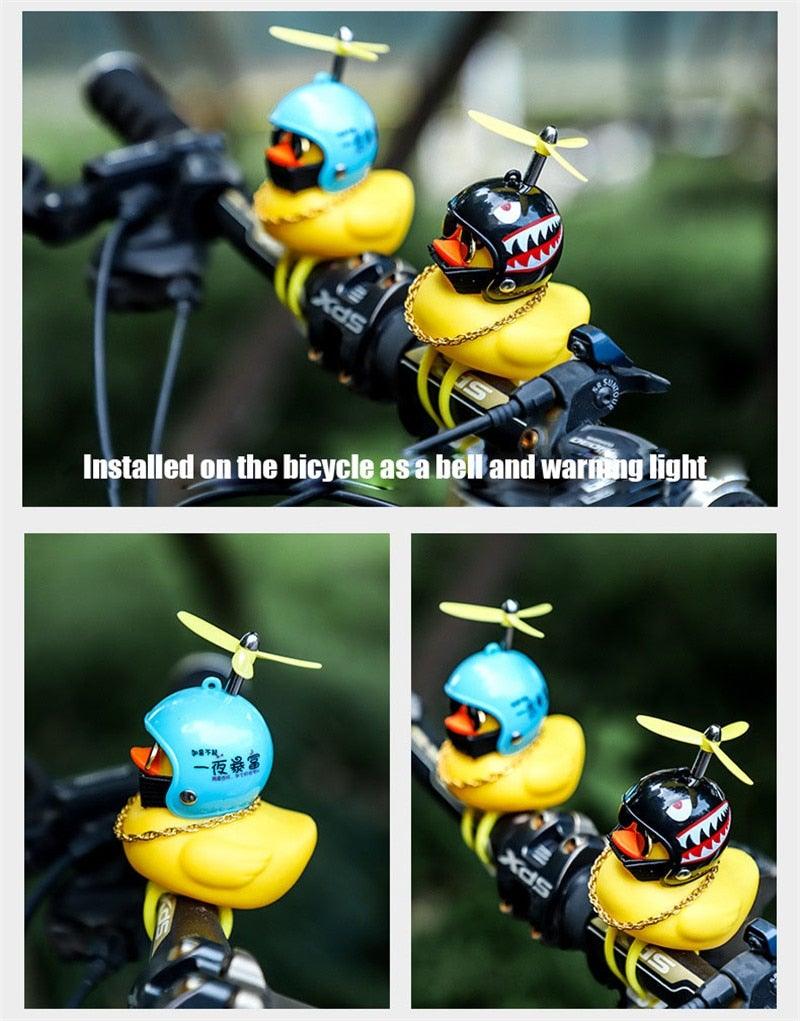 Small Yellow Bike Duck Bicycle Bell Luminous Airscrew Helmet Duck Ducky Bicycle Wind Motor Riding Cycling Lights Horn Rubber Duck Toy Car Ornaments Yellow Duck Car Dashboard Decorations Squeeze Duck Bicycle Horns With Propeller Helmet Stevvex