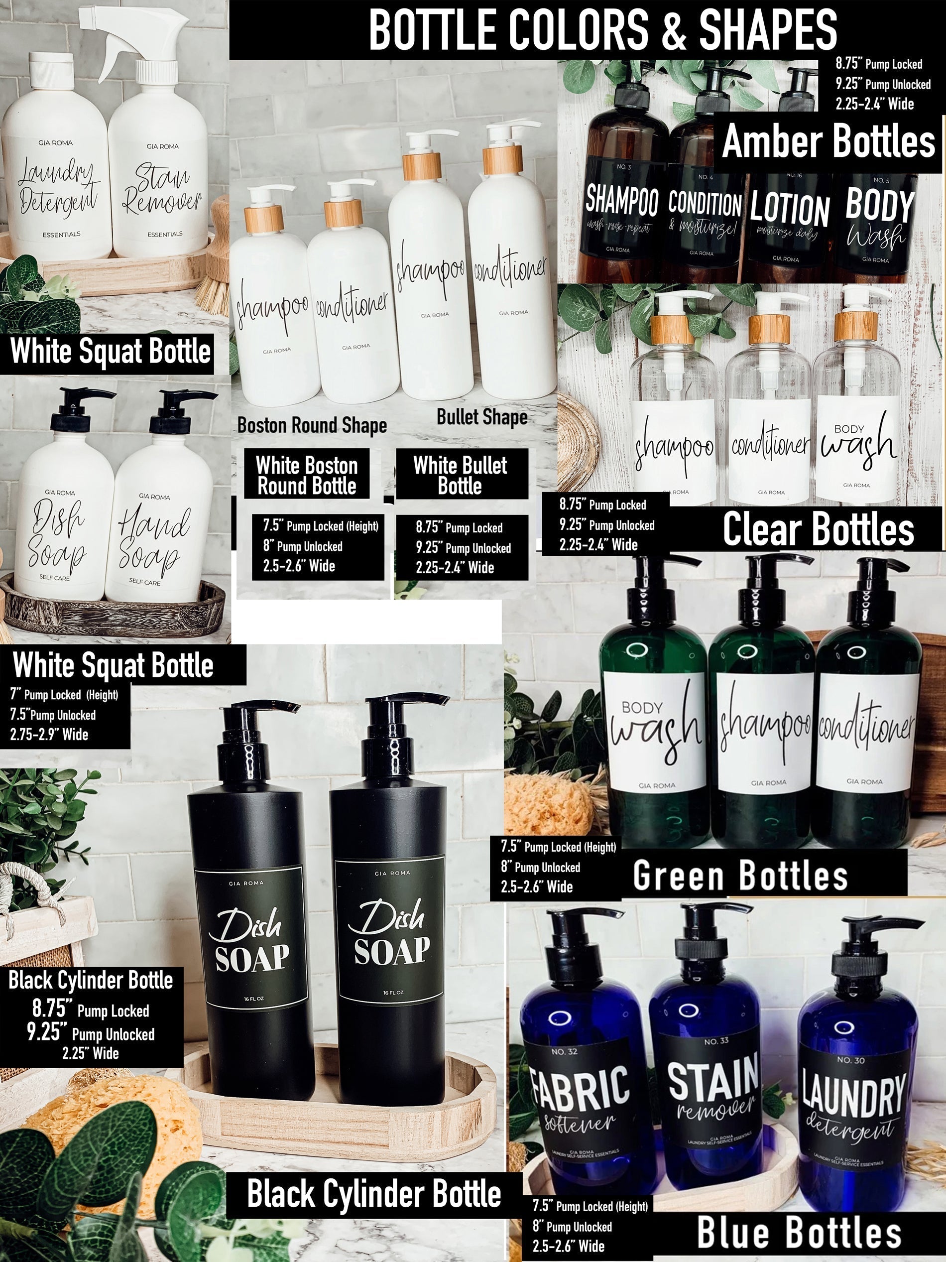 16oz Plastic Spray Bottles With White Or Black Waterproof Labels BandsCo Straps