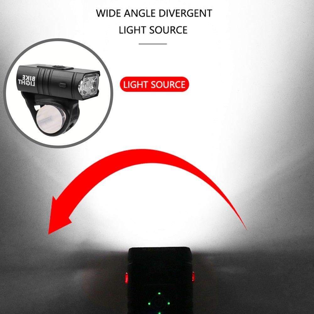 Smart Bicycle Front Light Set USB Rechargeable Front Light LED Headlight Bike Lamp Cycling Flash Light Powerful Rechargeable Bike Light For Night Riding Super Bright Bicycle Headlight For Cycling Road Mountain Stevvex