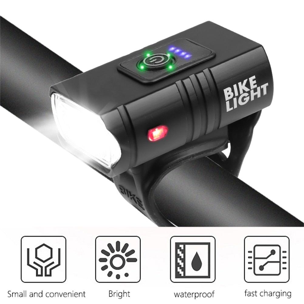 Smart Bicycle Front Light Set USB Rechargeable Front Light LED Headlight Bike Lamp Cycling Flash Light Powerful Rechargeable Bike Light For Night Riding Super Bright Bicycle Headlight For Cycling Road Mountain Stevvex