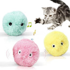 Smart Cat Toys Interactive Ball with Catnip Cat Training Squeaky Fidget Toys Cats Products for Pets Fluffy Plush Cat Ball Toys Interactive Chirping Balls Cat Kicker Toy Animal Chirping Sounds Fun Catnip Toys for Cat Exercise Stevvex