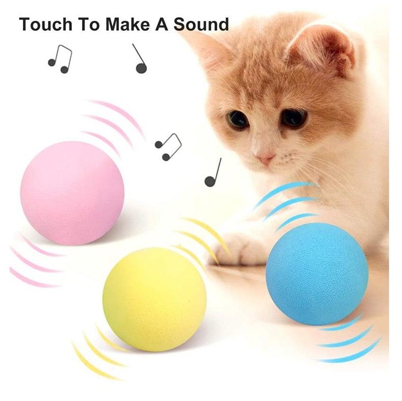 Smart Cat Toys Interactive Ball with Catnip Cat Training Squeaky Fidget Toys Cats Products for Pets Fluffy Plush Cat Ball Toys Interactive Chirping Balls Cat Kicker Toy Animal Chirping Sounds Fun Catnip Toys for Cat Exercise Stevvex