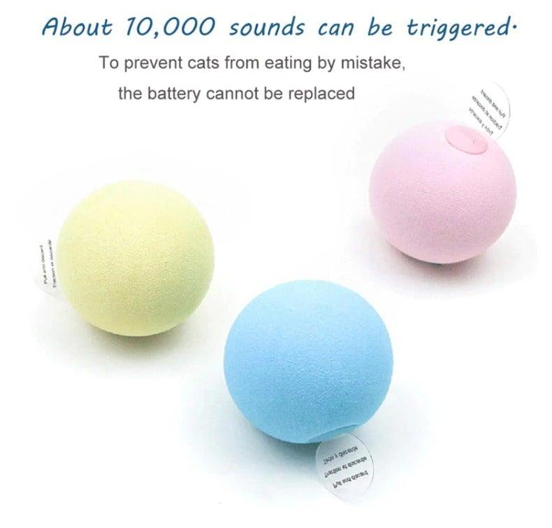 Smart Cat Toys Interactive Ball with Catnip Cat Training Squeaky Fidget Toys Cats Products for Pets Fluffy Plush Cat Ball Toys Interactive Chirping Balls Cat Kicker Toy Animal Chirping Sounds Fun Catnip Toys for Cat Exercise Stevvex