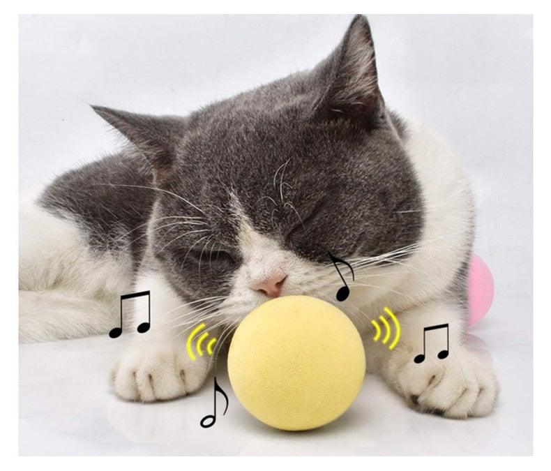 Smart Cat Toys Interactive Ball with Catnip Cat Training Squeaky Fidget Toys Cats Products for Pets Fluffy Plush Cat Ball Toys Interactive Chirping Balls Cat Kicker Toy Animal Chirping Sounds Fun Catnip Toys for Cat Exercise Stevvex