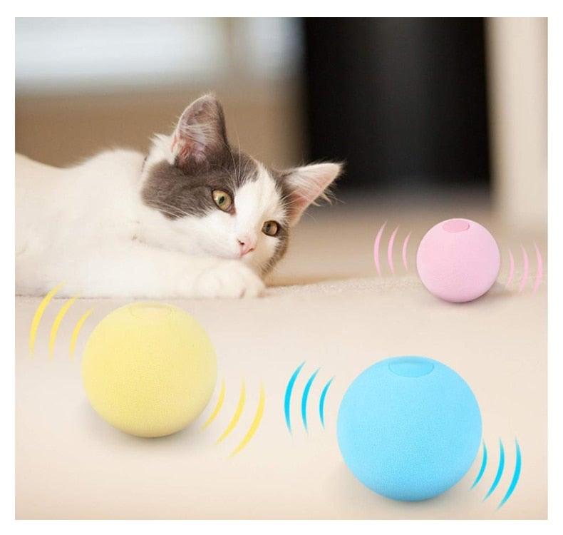 Smart Cat Toys Interactive Ball with Catnip Cat Training Squeaky Fidget Toys Cats Products for Pets Fluffy Plush Cat Ball Toys Interactive Chirping Balls Cat Kicker Toy Animal Chirping Sounds Fun Catnip Toys for Cat Exercise Stevvex