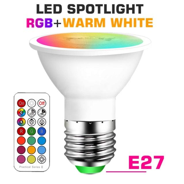 Smart For Home LED Light Bulb E27 E14 GU10 B22 220V 110V  Spot Magic Changeable Lamp Lampada+IR Control Decoration RGB White  Compatible with Alexa Google Home, RGBCW Smart GU10 Bulb, WiFi Smart LED Spot Light Bulb Indoor Decoration Stevvex