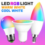 Smart For Home LED Light Bulb E27 E14 GU10 B22 220V 110V  Spot Magic Changeable Lamp Lampada+IR Control Decoration RGB White  Compatible with Alexa Google Home, RGBCW Smart GU10 Bulb, WiFi Smart LED Spot Light Bulb Indoor Decoration Stevvex