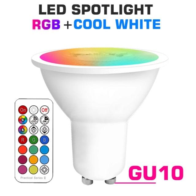 Smart For Home LED Light Bulb E27 E14 GU10 B22 220V 110V  Spot Magic Changeable Lamp Lampada+IR Control Decoration RGB White  Compatible with Alexa Google Home, RGBCW Smart GU10 Bulb, WiFi Smart LED Spot Light Bulb Indoor Decoration Stevvex