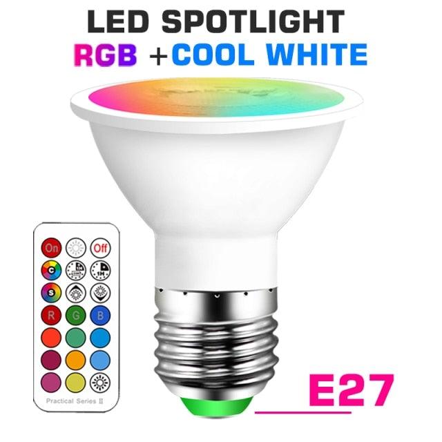 Smart For Home LED Light Bulb E27 E14 GU10 B22 220V 110V  Spot Magic Changeable Lamp Lampada+IR Control Decoration RGB White  Compatible with Alexa Google Home, RGBCW Smart GU10 Bulb, WiFi Smart LED Spot Light Bulb Indoor Decoration Stevvex