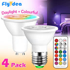 Smart For Home LED Light Bulb E27 E14 GU10 B22 220V 110V  Spot Magic Changeable Lamp Lampada+IR Control Decoration RGB White  Compatible with Alexa Google Home, RGBCW Smart GU10 Bulb, WiFi Smart LED Spot Light Bulb Indoor Decoration Stevvex