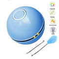 Smart Interactive Cat Toy Colorful LED Self Rotating Ball Bell and Feather Toys USB Rechargeable Cat Kitten Ball Toy Cat Exercise Ball with Feather Bell and Catnip Stevvex