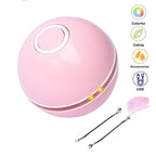 Smart Interactive Cat Toy Colorful LED Self Rotating Ball Bell and Feather Toys USB Rechargeable Cat Kitten Ball Toy Cat Exercise Ball with Feather Bell and Catnip Stevvex