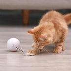 Smart Interactive Cat Toy Colorful LED Self Rotating Ball Bell and Feather Toys USB Rechargeable Cat Kitten Ball Toy Cat Exercise Ball with Feather Bell and Catnip Stevvex
