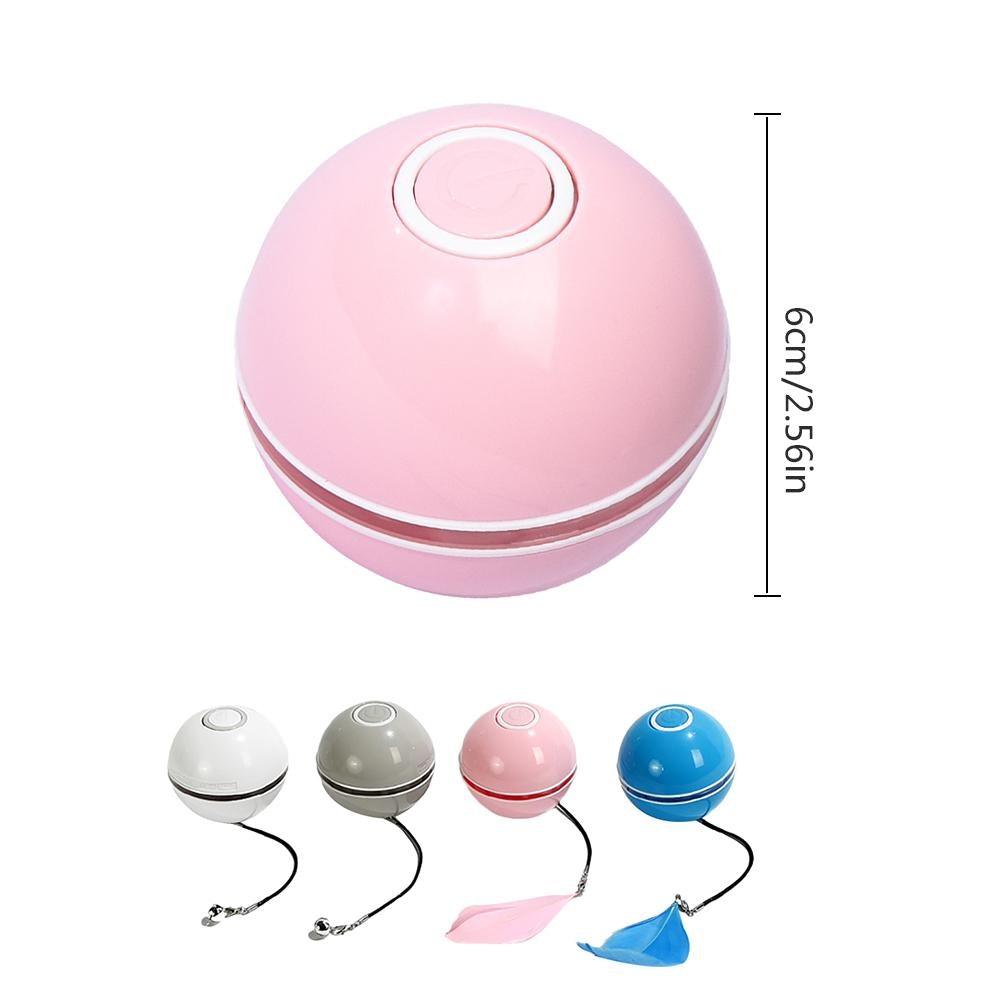 Smart Interactive Cat Toy Colorful LED Self Rotating Ball Bell and Feather Toys USB Rechargeable Cat Kitten Ball Toy Cat Exercise Ball with Feather Bell and Catnip Stevvex