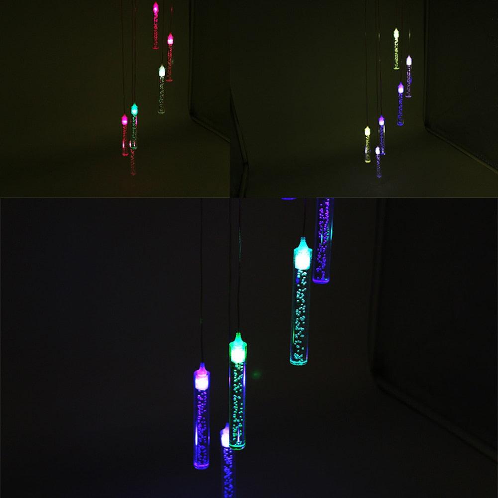 Smart LED Solar Powered Wind Chime Lamp 6 Bubble Column Waterproof Outdoor Landscape Wind Bell Light Water Courtyard Garden Hanging Outdoor Lights Unique Decor Gifts For Wife Mom Grandma Neighbors Stevvex