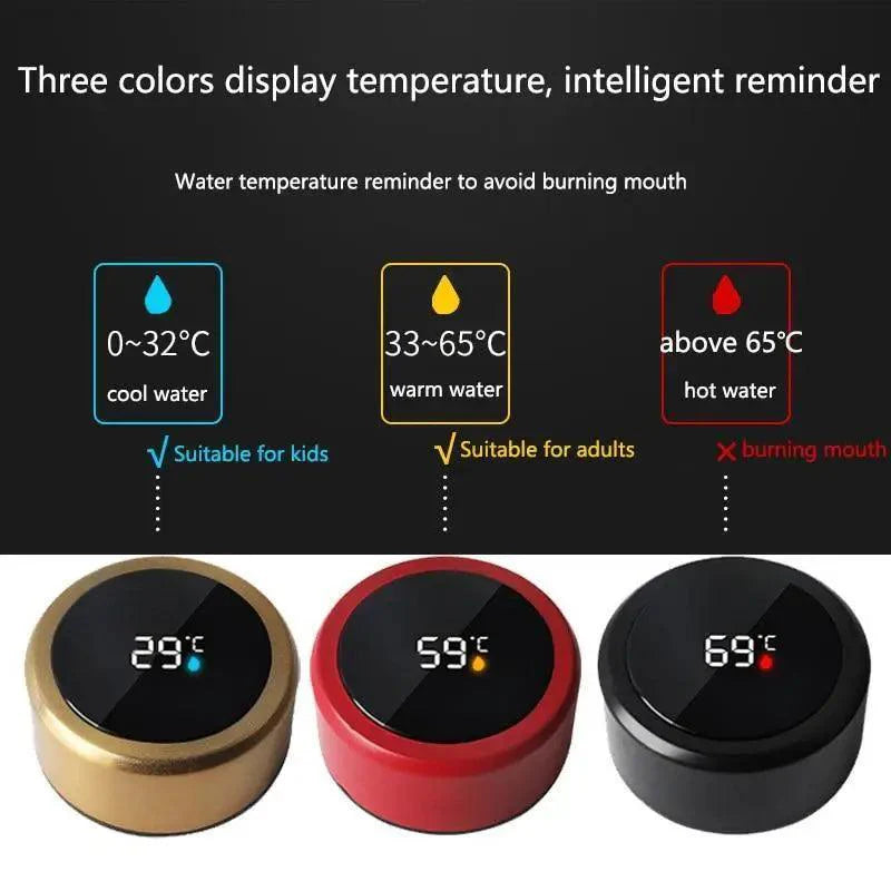 Smart LED Stainless Steel Water Bottle Intelligent Stay Hot/Cold Temperature Thermal Bottle Temperature Display Bottle For Children And Adults 500ml Stevvex