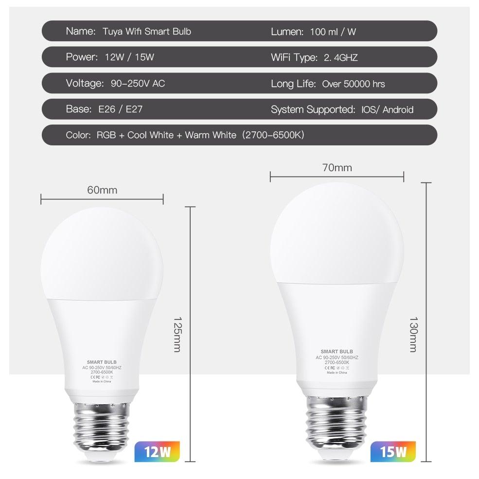 Smart Light Bulb E27 LED Lamp RGB+White+Warm White Work With Alexa Google Home Dimmable Timer Function RGB LED Bulb Bulb-Timer  Sunrise  Sunset Dimmable Multicolo Warm White No Hub Required Compatible With Alexa Google Home Assistant Stevvex