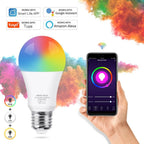 Smart Light Bulb E27 LED Lamp RGB+White+Warm White Work With Alexa Google Home Dimmable Timer Function RGB LED Bulb Bulb-Timer  Sunrise  Sunset Dimmable Multicolo Warm White No Hub Required Compatible With Alexa Google Home Assistant Stevvex