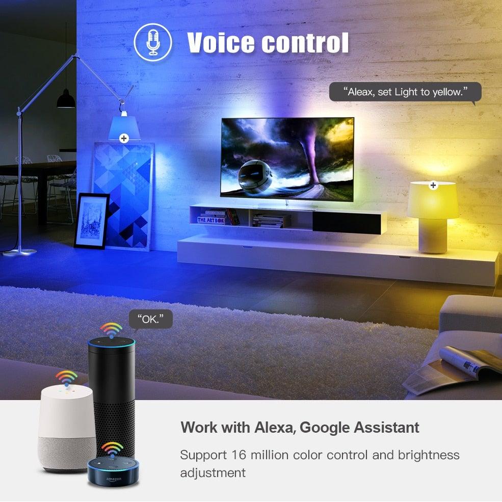 Smart Light Bulb E27 LED Lamp RGB+White+Warm White Work With Alexa Google Home Dimmable Timer Function RGB LED Bulb Bulb-Timer  Sunrise  Sunset Dimmable Multicolo Warm White No Hub Required Compatible With Alexa Google Home Assistant Stevvex