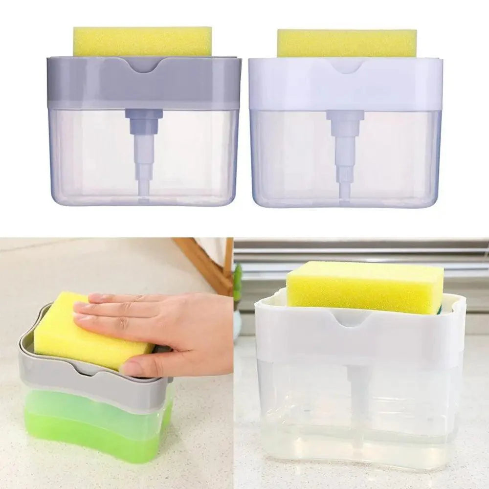 Smart Soap Dispenser For Kitchen Dishwashing Soap Pump Dispenser Kitchen Sponge Holder Handy Space Saving Soap Box 2 IN 1 Kitchen Soap Pump Stevvex