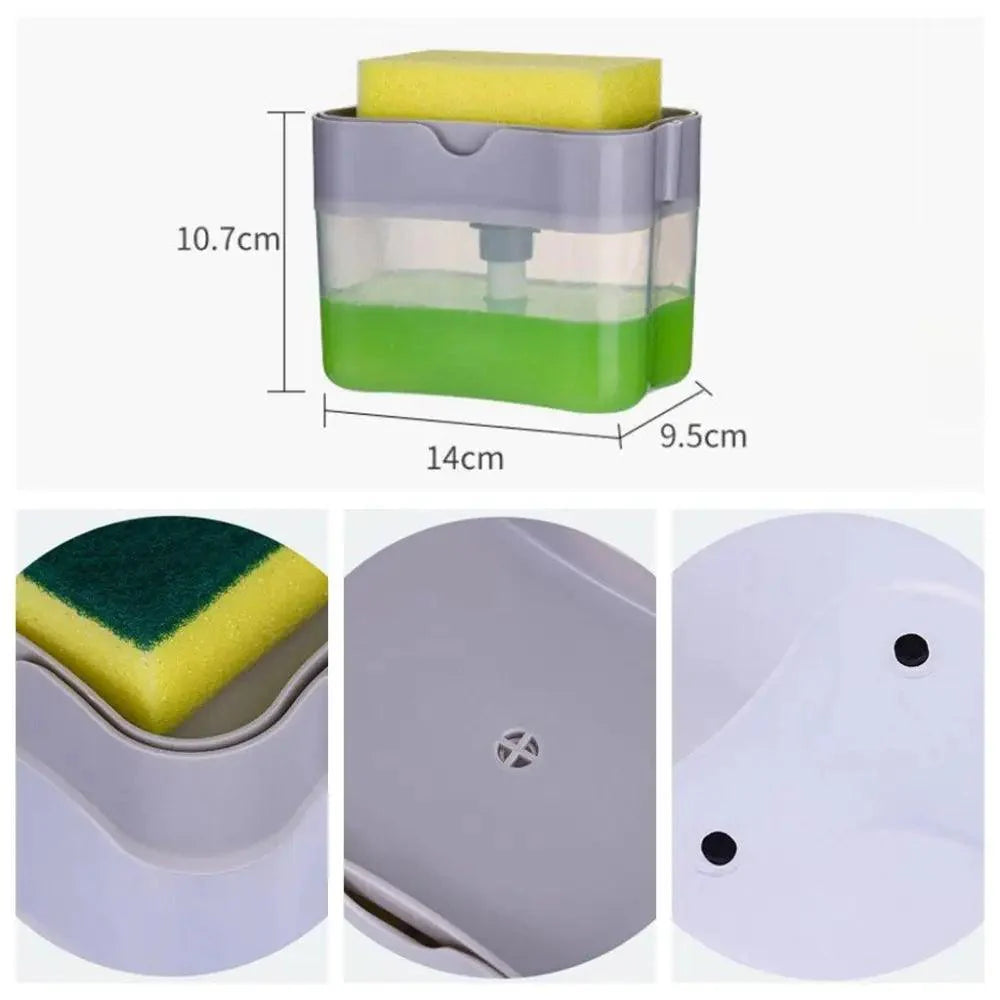 Smart Soap Dispenser For Kitchen Dishwashing Soap Pump Dispenser Kitchen Sponge Holder Handy Space Saving Soap Box 2 IN 1 Kitchen Soap Pump Stevvex