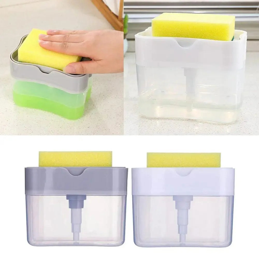 Smart Soap Dispenser For Kitchen Dishwashing Soap Pump Dispenser Kitchen Sponge Holder Handy Space Saving Soap Box 2 IN 1 Kitchen Soap Pump Stevvex