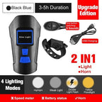 Smart Waterproof Bicycle Light USB Rechargeable Bike Front Light Flashlight With Bike Computer LCD Speedometer Waterproof Bicycles Light And Odometer Horn For Safe Cycling 4 Modes Fits For All Mountain Road Bikes Stevvex