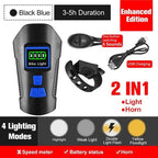 Smart Waterproof Bicycle Light USB Rechargeable Bike Front Light Flashlight With Bike Computer LCD Speedometer Waterproof Bicycles Light And Odometer Horn For Safe Cycling 4 Modes Fits For All Mountain Road Bikes Stevvex