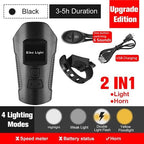 Smart Waterproof Bicycle Light USB Rechargeable Bike Front Light Flashlight With Bike Computer LCD Speedometer Waterproof Bicycles Light And Odometer Horn For Safe Cycling 4 Modes Fits For All Mountain Road Bikes Stevvex