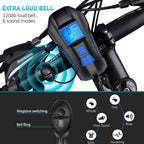 Smart Waterproof Bicycle Light USB Rechargeable Bike Front Light Flashlight With Bike Computer LCD Speedometer Waterproof Bicycles Light And Odometer Horn For Safe Cycling 4 Modes Fits For All Mountain Road Bikes Stevvex