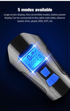Smart Waterproof Bicycle Light USB Rechargeable Bike Front Light Flashlight With Bike Computer LCD Speedometer Waterproof Bicycles Light And Odometer Horn For Safe Cycling 4 Modes Fits For All Mountain Road Bikes Stevvex