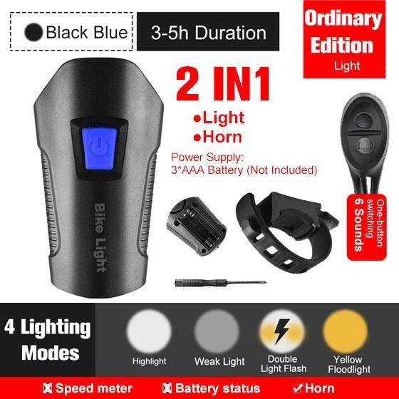 Smart Waterproof Bicycle Light USB Rechargeable Bike Front Light Flashlight With Bike Computer LCD Speedometer Waterproof Bicycles Light And Odometer Horn For Safe Cycling 4 Modes Fits For All Mountain Road Bikes Stevvex