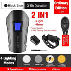 Smart Waterproof Bicycle Light USB Rechargeable Bike Front Light Flashlight With Bike Computer LCD Speedometer Waterproof Bicycles Light And Odometer Horn For Safe Cycling 4 Modes Fits For All Mountain Road Bikes Stevvex
