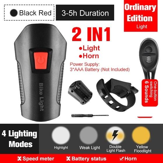 Smart Waterproof Bicycle Light USB Rechargeable Bike Front Light Flashlight With Bike Computer LCD Speedometer Waterproof Bicycles Light And Odometer Horn For Safe Cycling 4 Modes Fits For All Mountain Road Bikes Stevvex