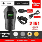 Smart Waterproof Bicycle Light USB Rechargeable Bike Front Light Flashlight With Bike Computer LCD Speedometer Waterproof Bicycles Light And Odometer Horn For Safe Cycling 4 Modes Fits For All Mountain Road Bikes Stevvex