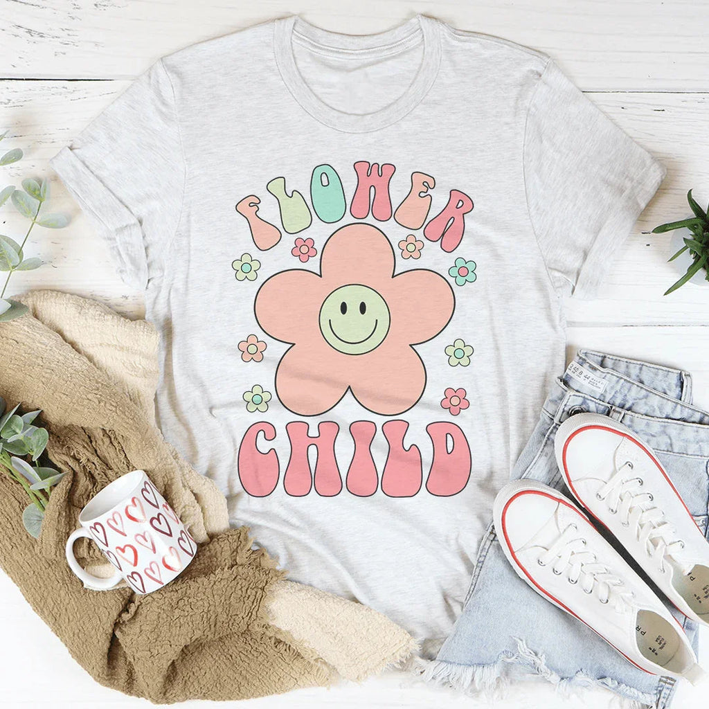 Smiley Flower Child Tee Peachy Sunday