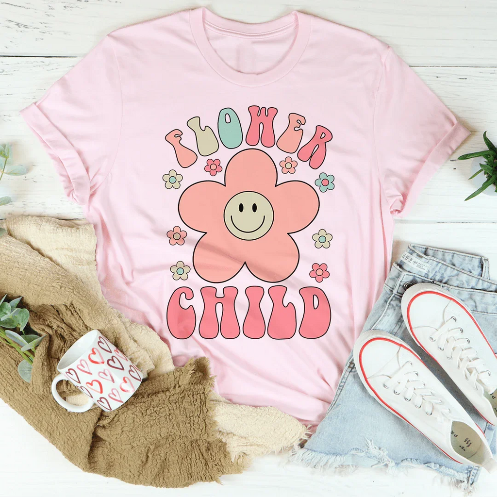 Smiley Flower Child Tee Peachy Sunday