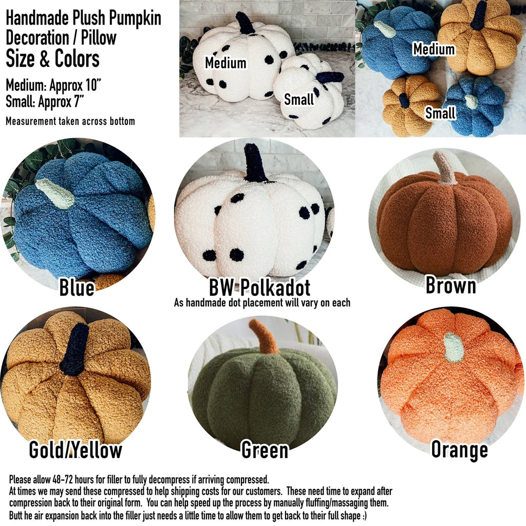 Plush Pumpkin Throw Pillow Decorative Fall Pillow Soft Cuddle Pumpkin Decor BandsCo Straps