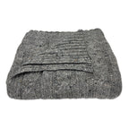 Smoke Gray Alpaca Merino Cable Knit Throw Blanket Cozy Luxury Home Decor BandsCo Straps