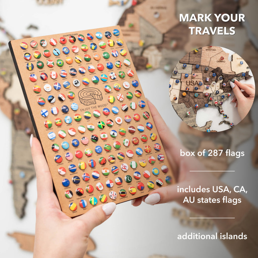 3D Wooden World Map Smokey Enjoy The Wood
