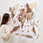 3D LED Wooden World Map 3.0 Smokey - SJB-DIAMOND ELITES