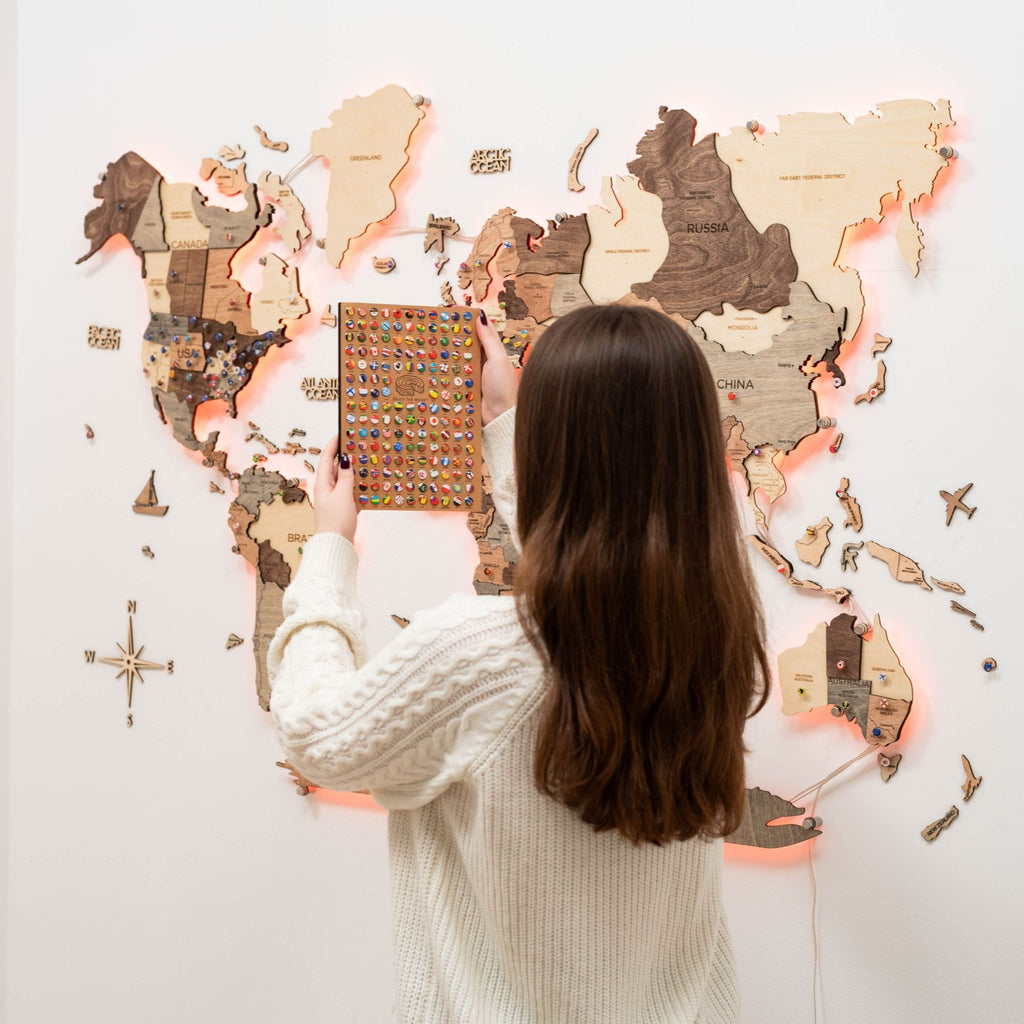 3D LED Wooden World Map 3.0 Smokey - SJB-DIAMOND ELITES
