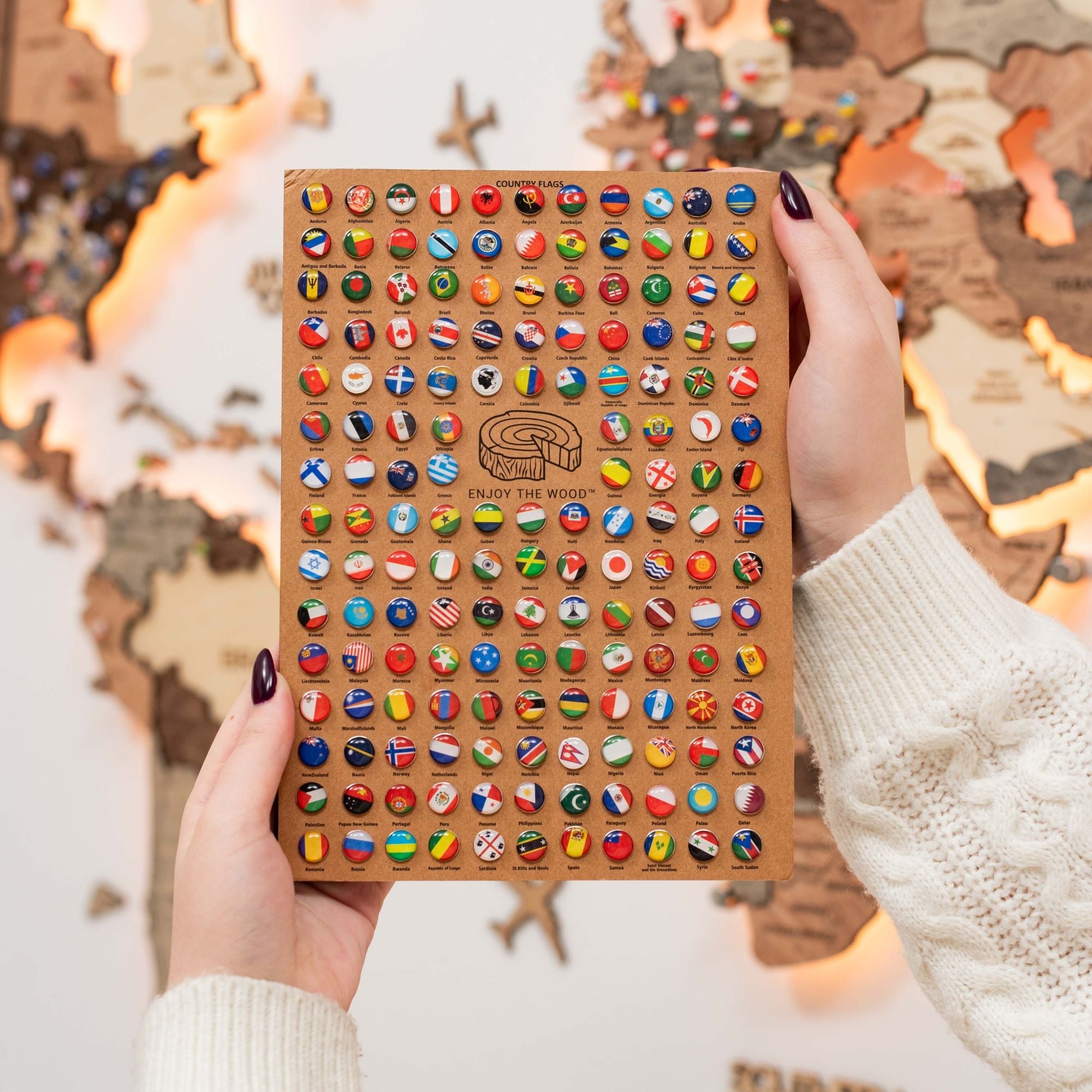 3D LED Wooden World Map 3.0 Smokey - SJB-DIAMOND ELITES