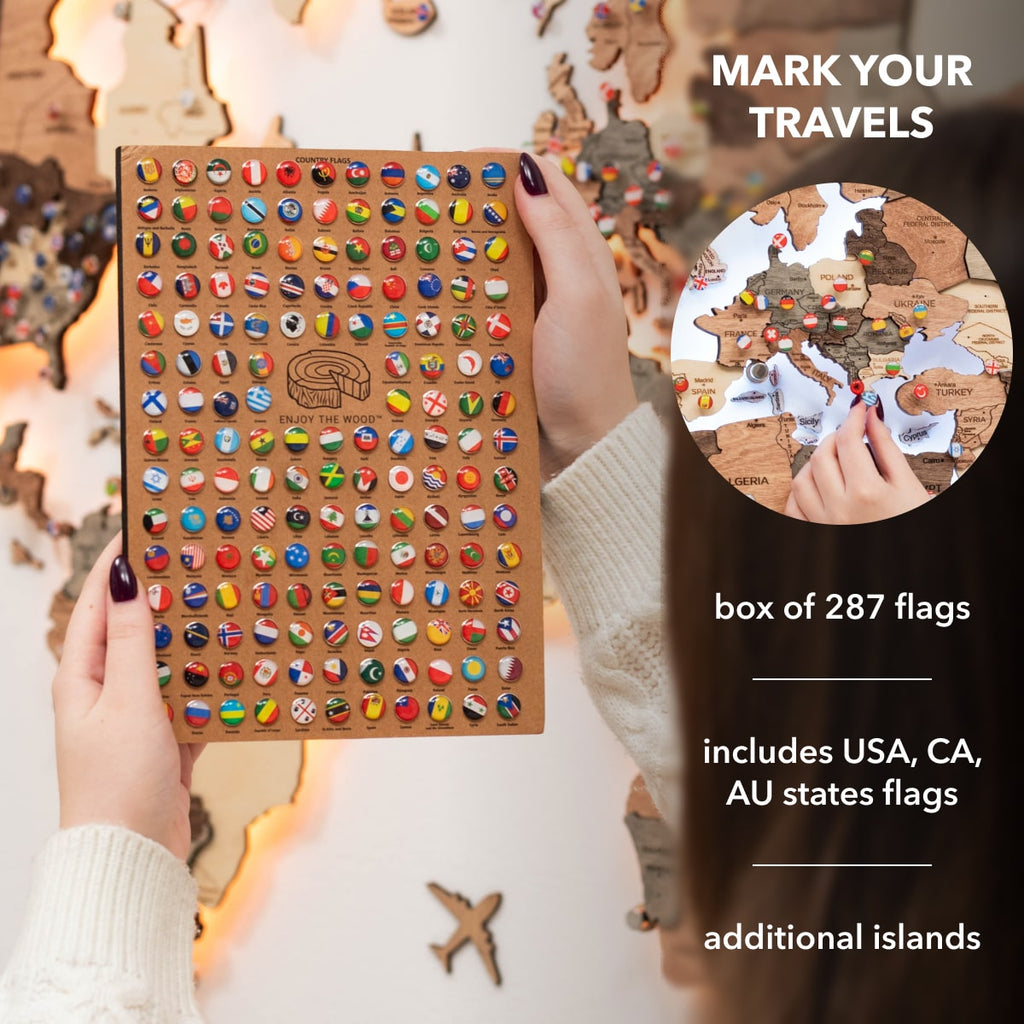 3D LED Wooden World Map 3.0 Smokey - SJB-DIAMOND ELITES