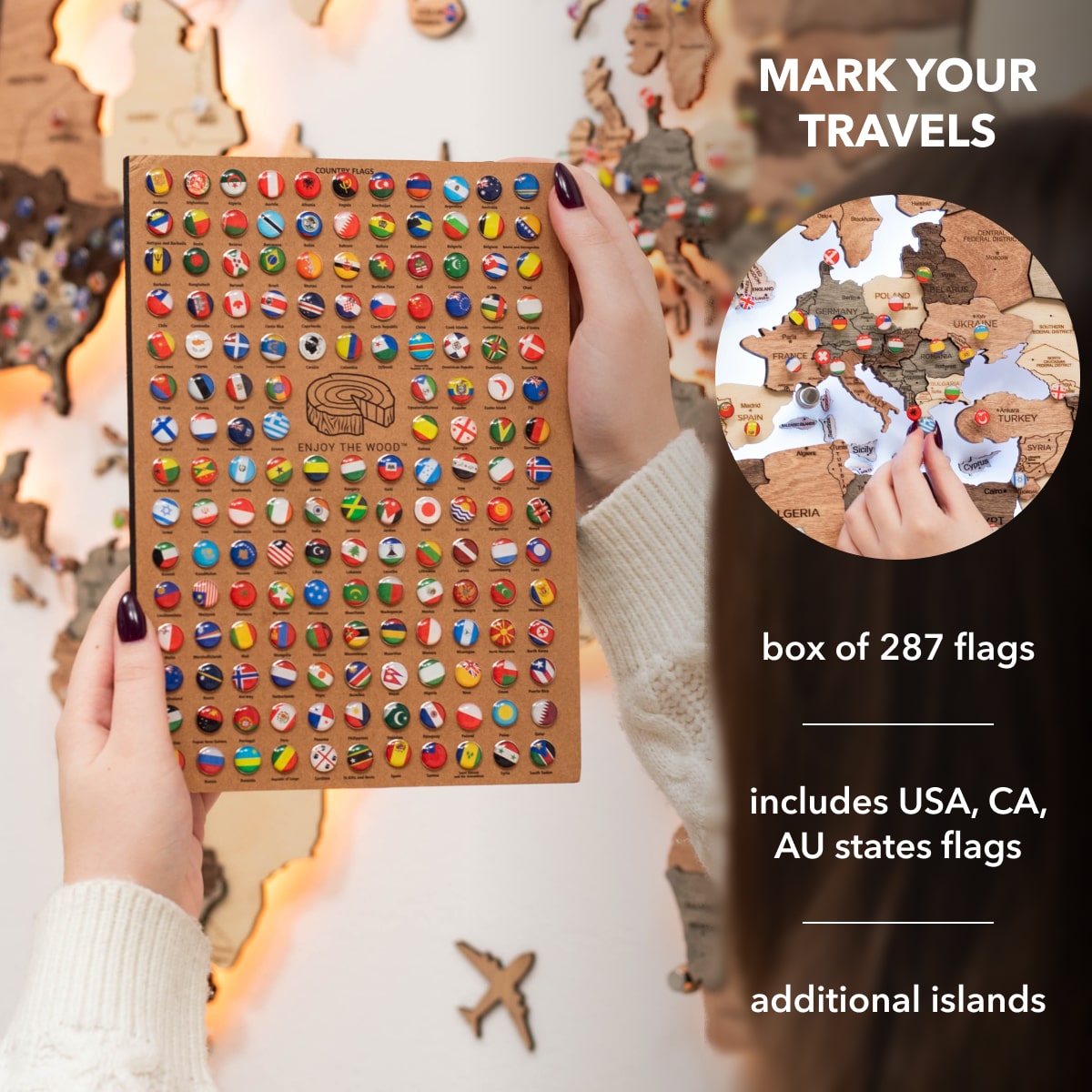 3D LED Wooden World Map 3.0 Smokey - SJB-DIAMOND ELITES