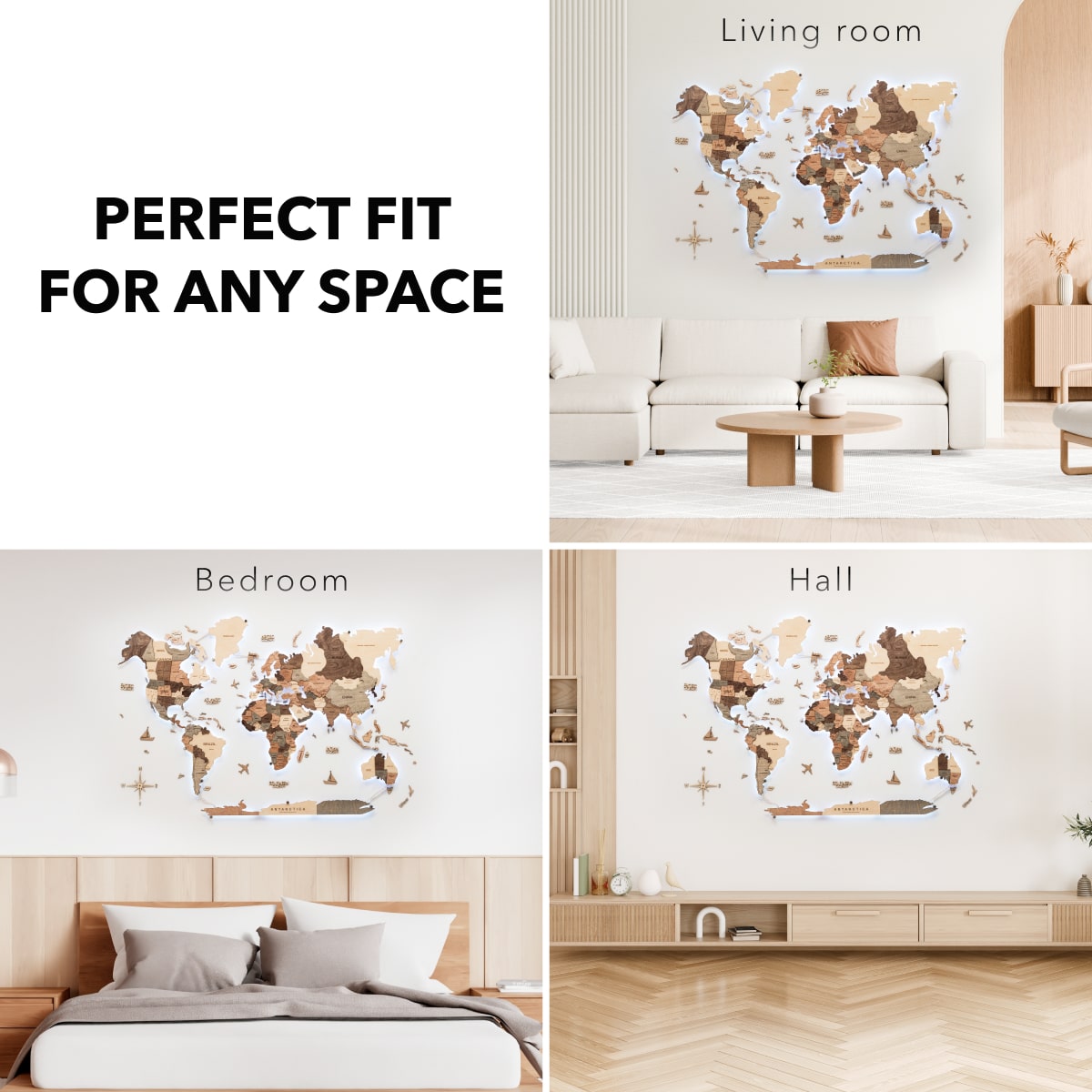 3D LED Wooden World Map 3.0 Smokey - SJB-DIAMOND ELITES